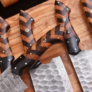 5 piece set with olive wood and rose wood handle